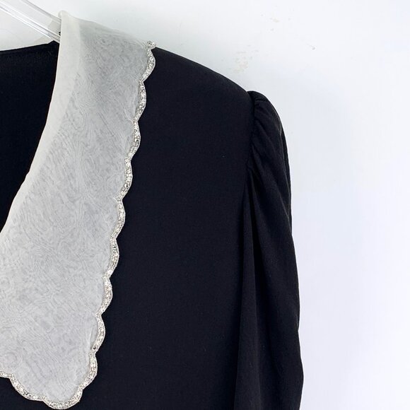 Miu Miu Black silk puff short-sleeve button-up shirt - Picture 3 of 9